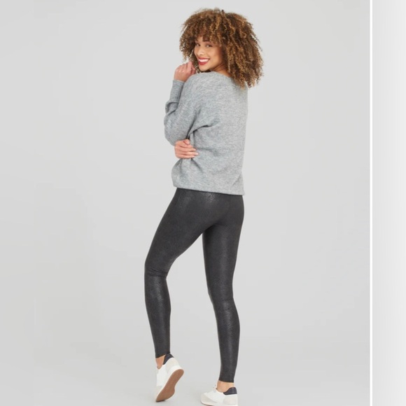 SPANX Black Faux Leather Leggings. Fall Winter Casual Tommy Control Neutral Sz S - Picture 2 of 8